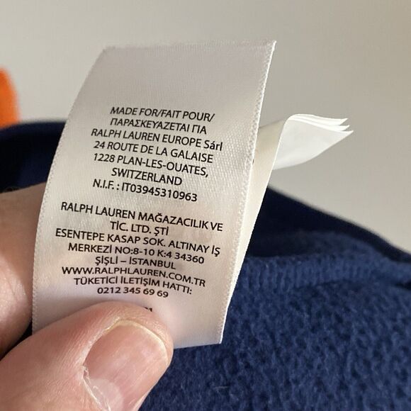 POLO RALPH LAUREN Mens Orange Blue Colorblock Fleece Jacket Size L T Snap Logo - Picture 11 of 13